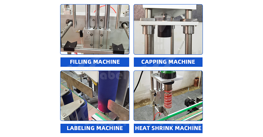 Tabletop Small Filling Capping Shrinking Labeling Line For Wine Bottle
